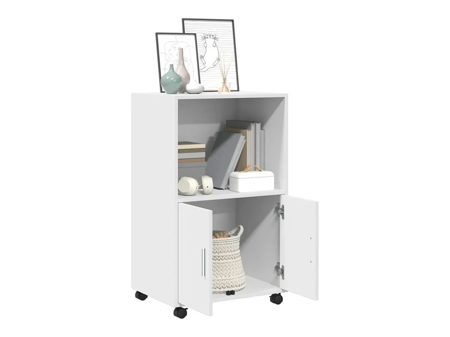 Armario rodante blanco 55x40x91 cm madera de ingeniería