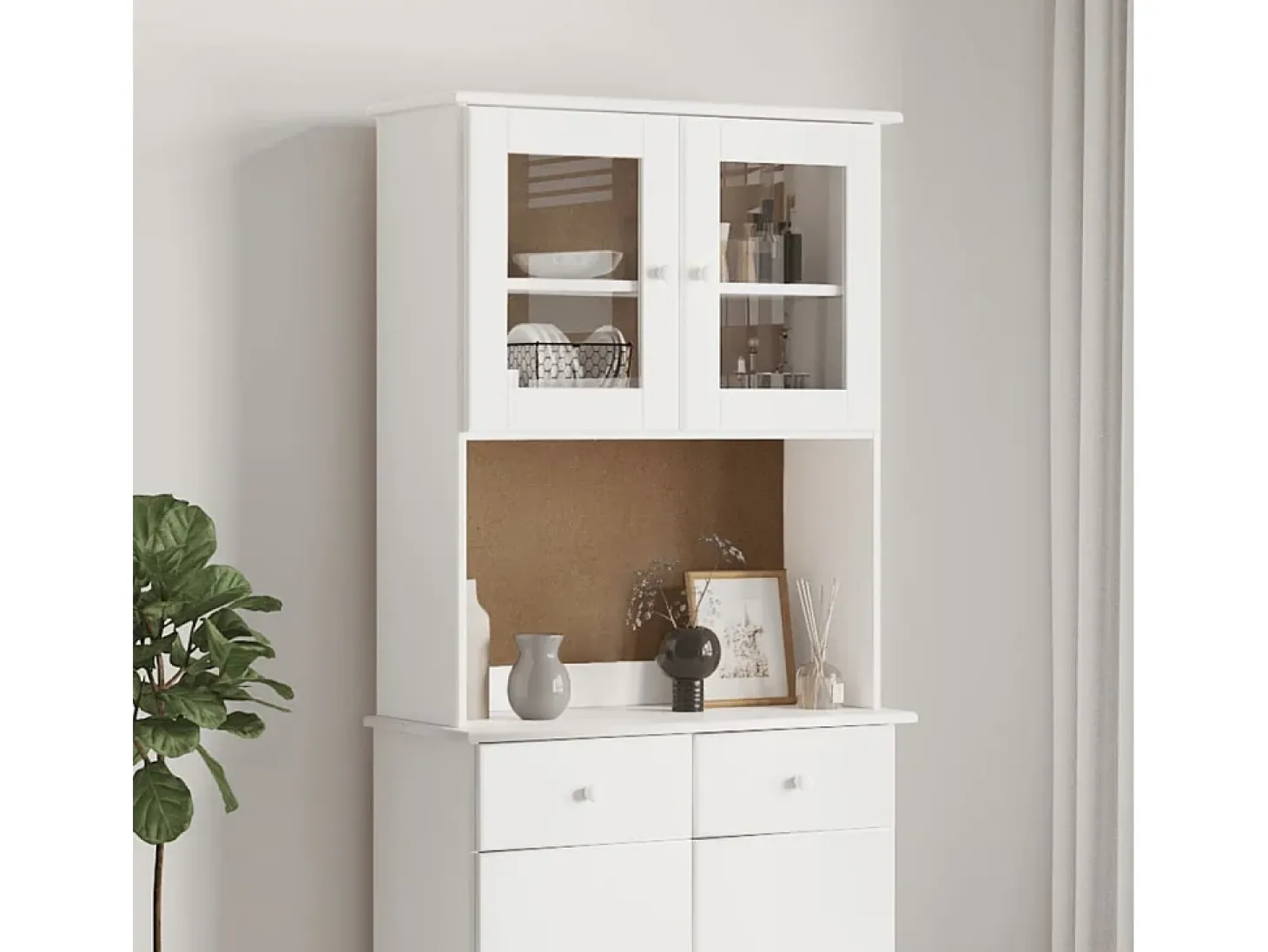 Armario superior de tocador ALTA madera pino blanco 77x30x92cm ES78290