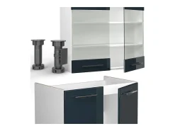 Armarios de cocina azul oscuro alto brillo/blanco 200x60x81.6 fame-line