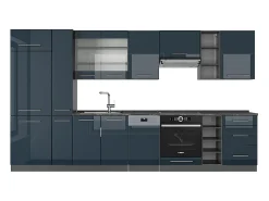 Armarios de cocina azul oscuro alto brillo/antracita 355x46x81.6 fame-line