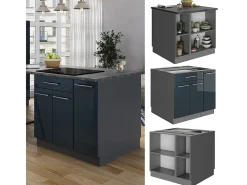 Armarios de cocina azul oscuro alto brillo 90x60x82 fame-line