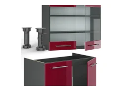 Armarios de cocina rojo burdeos alto brillo 240x46x81.6 fame-line