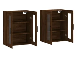 Armarios de pared 2 uds madera de ingeniería marrón roble