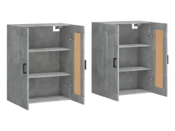 Armarios de pared 2 uds madera de ingeniería gris hormigón