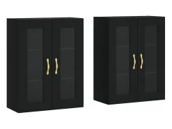 Armarios de pared 2 unidades madera de ingeniería negro