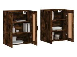 Armarios de pared de 2 piezas, roble ahumado, madera de ingeniería