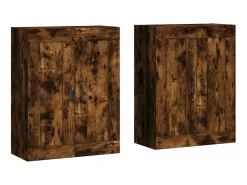 Armarios de pared de 2 piezas, roble ahumado, madera de ingeniería