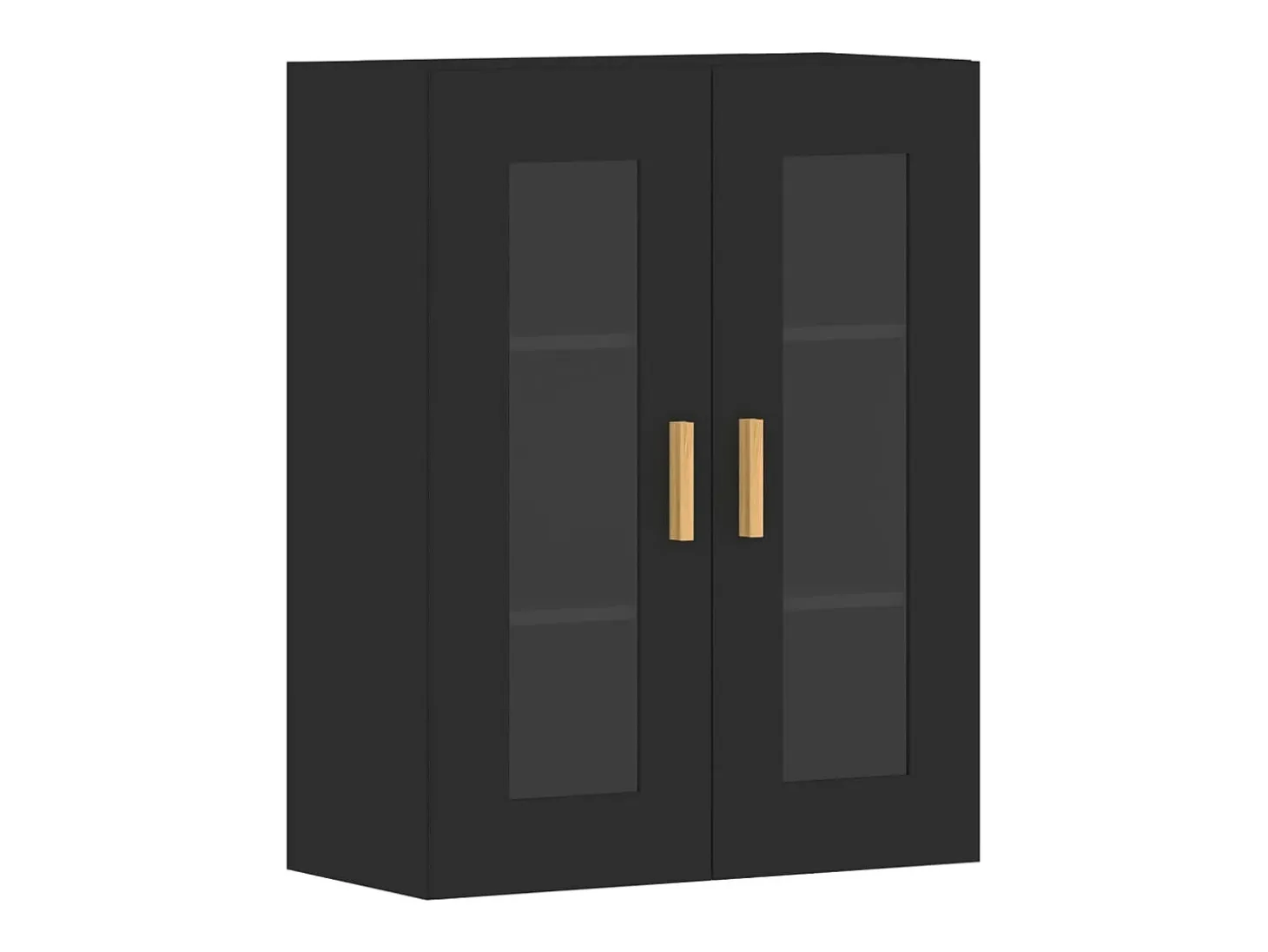 Armarios de pared de 2 piezas de madera de ingeniería negra