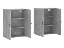 Armarios de pared de 2 piezas, gris hormigón, madera de ingeniería