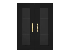 Armarios de pared de 2 piezas, color negro, madera de ingeniería