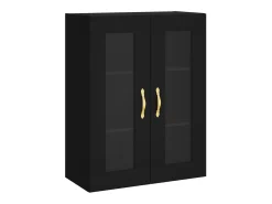Armarios de pared de 2 piezas, color negro, madera de ingeniería