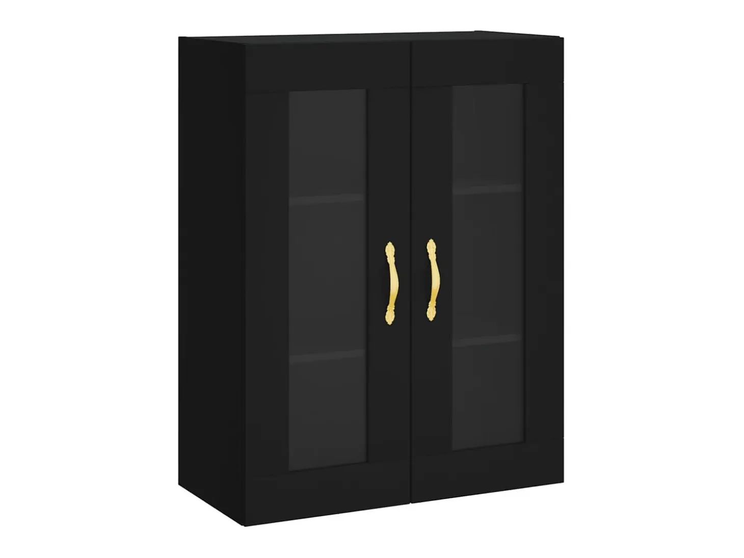 Armarios de pared de 2 piezas, color negro, madera de ingeniería
