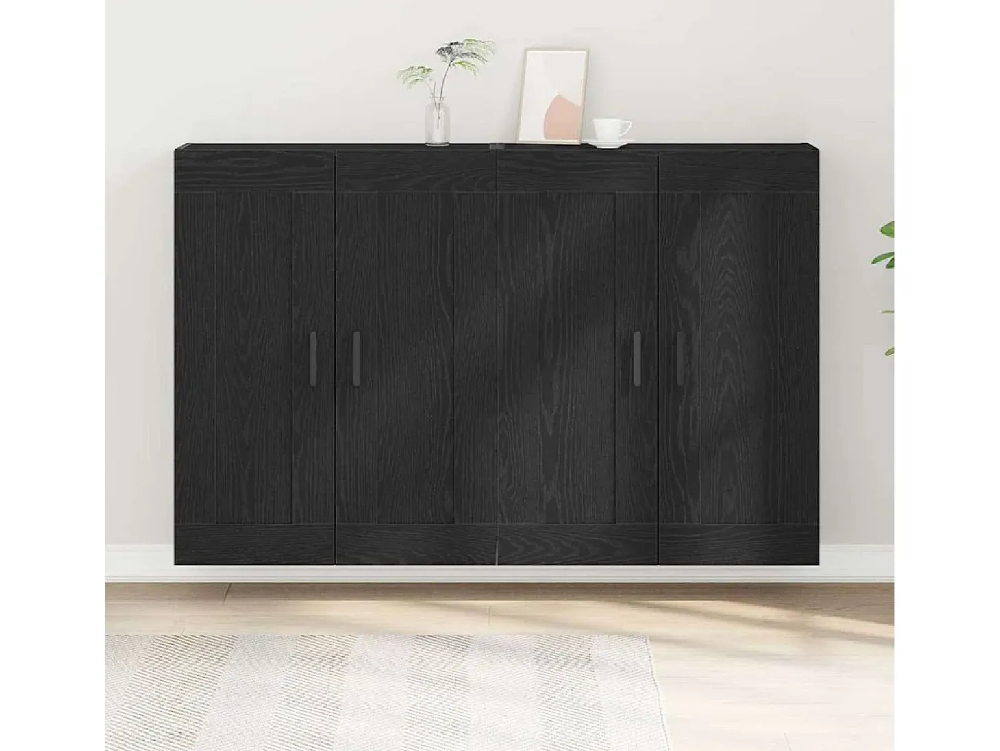 Armarios de pared de 2 piezas Madera de ingeniería de roble negro