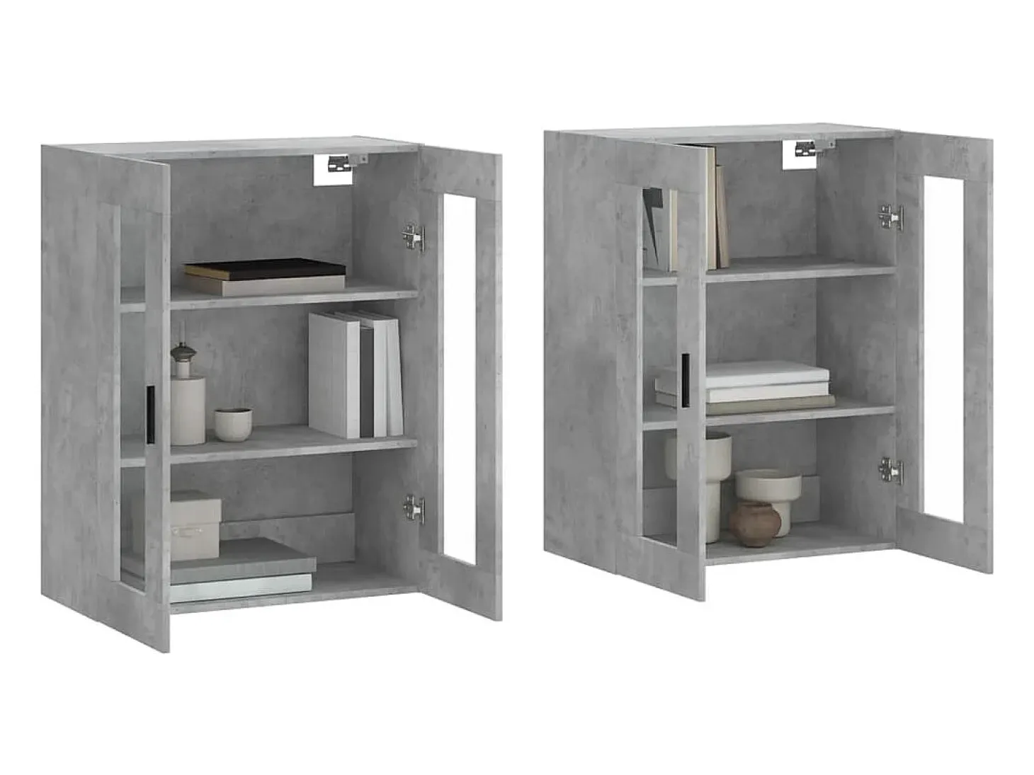 Armarios de pared de 2 piezas, gris hormigón, madera de ingeniería