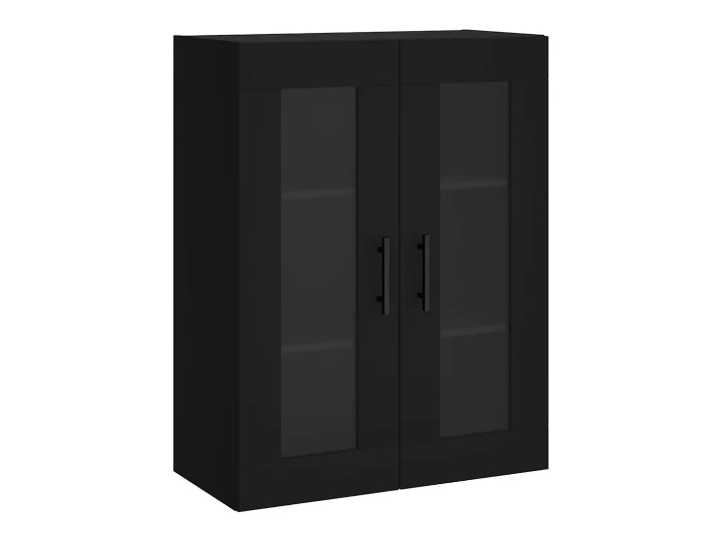 Armarios de pared de 2 piezas, color negro, madera de ingeniería