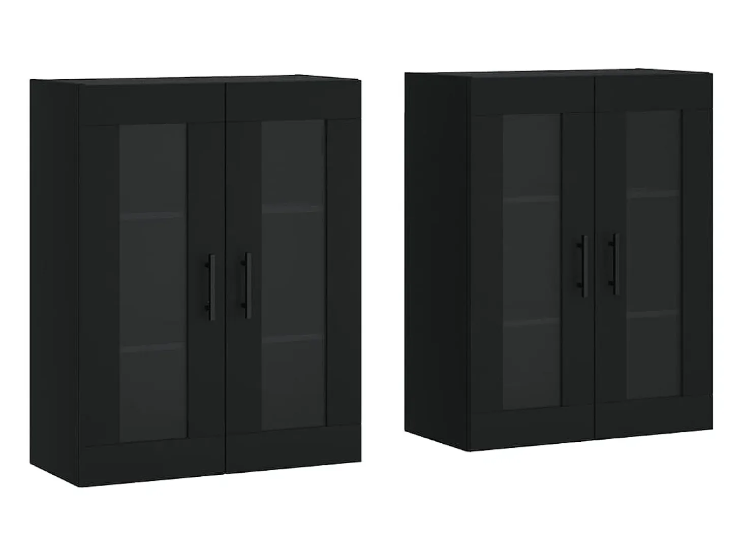 Armarios de pared de 2 piezas, color negro, madera de ingeniería