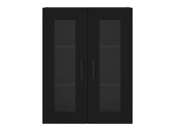 Armarios de pared de 2 piezas, color negro, madera de ingeniería
