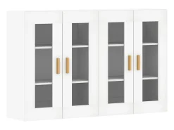 Armarios de pared de 2 piezas, madera de ingeniería blanca