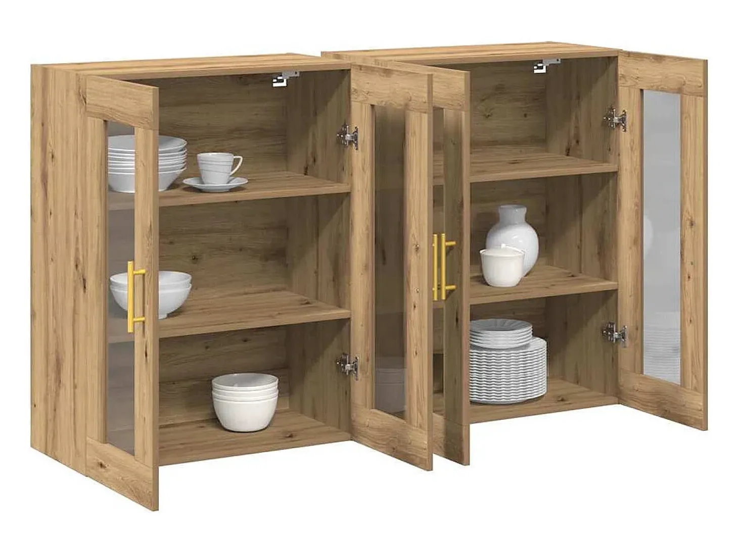 Armarios de pared de roble de 2 piezas hechos a mano de 69,5 x 34 x 90 cm de madera de ingeniería