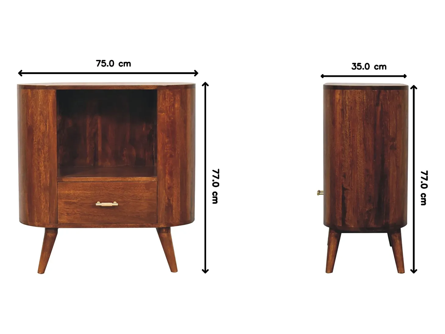 Artisan Furniture Madera maciza Armario abierto con barra en T Cortez Chestnut