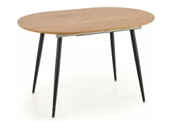 Atlanta Mesa de comedor extensible ovalada de 120-160 cm con tablero de aspecto roble y patas de acero negro