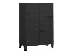 Baúl de almacenaje industrial metal negro 75x40x115 cm ES428667