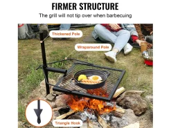 Barbacoa de Campamento SucceBuy, de Acero Resistente, Ajustable, para Acampar, Senderismo, Picnics, Viajes, Escalada