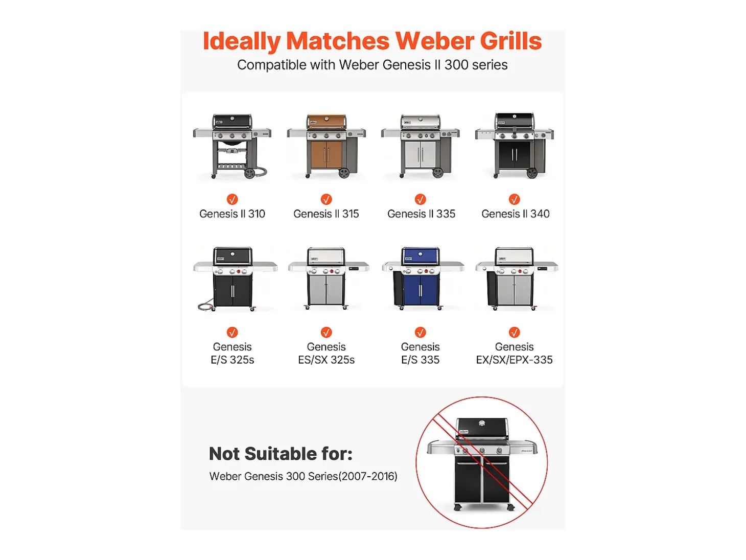 Barra de Cubrequemador y Difusor SucceBuy de Calor para Barbacoa 8PCs, Deflector de Grasa para Quemador 43,5 cm, para Weber Genesis II 310, 315, 335, 340