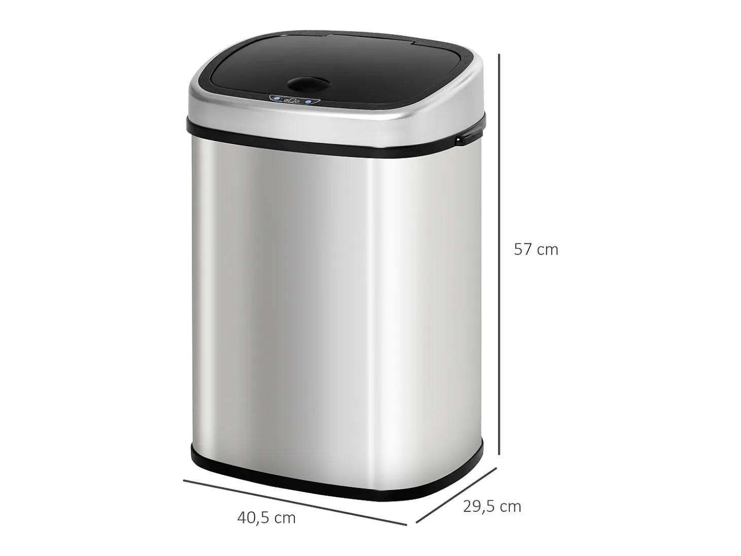 Basurero automático de 48 l con sensor infrarrojo, acero inoxidable, color plateado (40,5 x 29,5 x 57 cm)