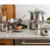 Batería de cocina de acero inoxidable 11 piezas Cosy & Trendy Classic, para todo tipo de fuegos incluyendo inducción, con tapas de vapor y sartén antiadherente