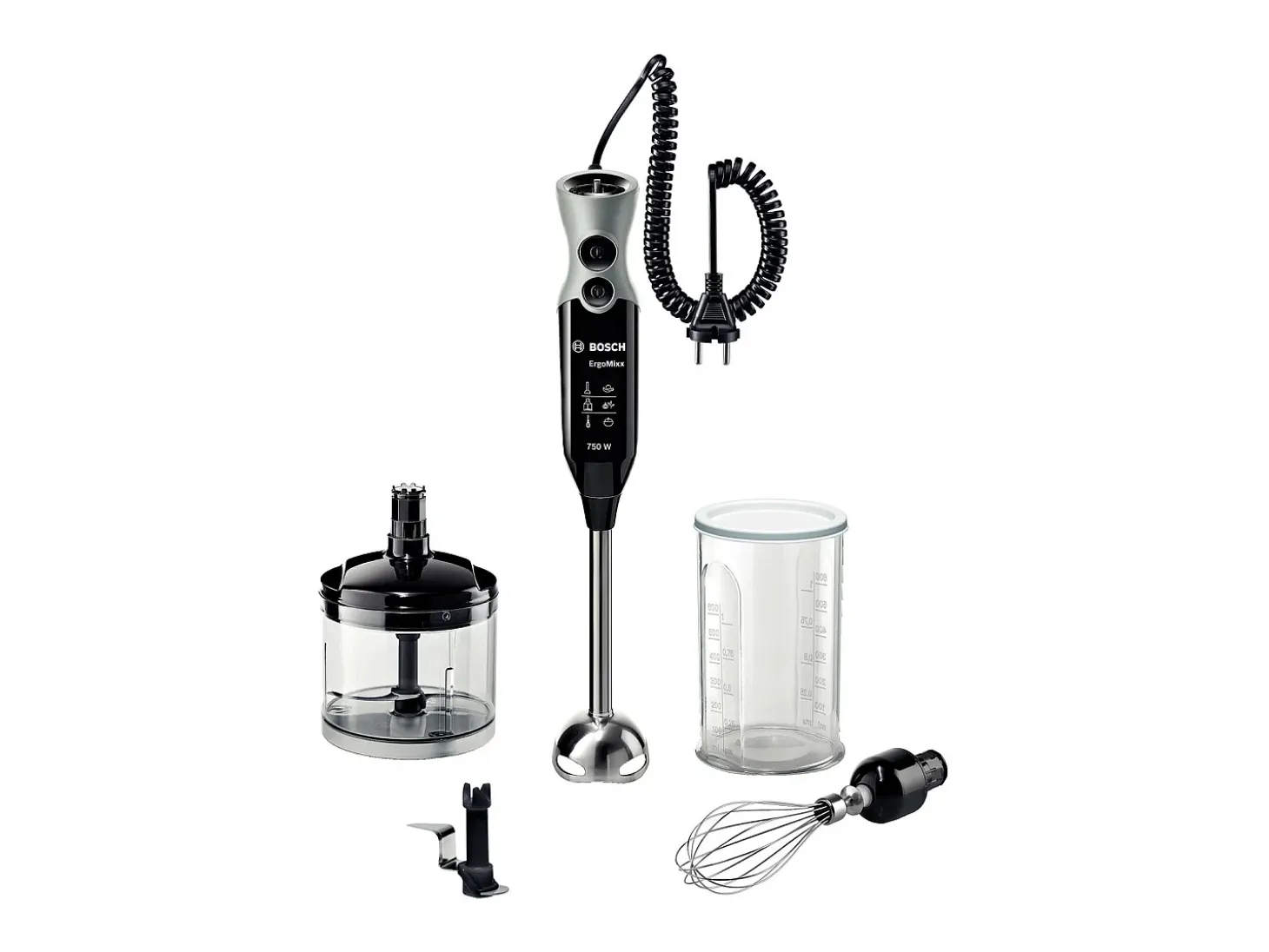 Batidora Bosch Ergomixx Negra 750W 12 velocidades picador + vaso mezclador con tapa