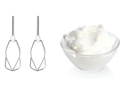 Batidora de mano CleverMixx de 450 W - 5 velocidades - 2 varillas de acero inoxidable / 2 ganchos para amasar - Blanca / Gris
