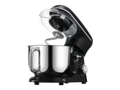Batidora de Pie SucceBuy, Batidora Eléctrica de 5.68L y 1400 W con Cuenco de Acero Inoxidable, Gancho, Batidor, Mezclador, Raspador, Negro