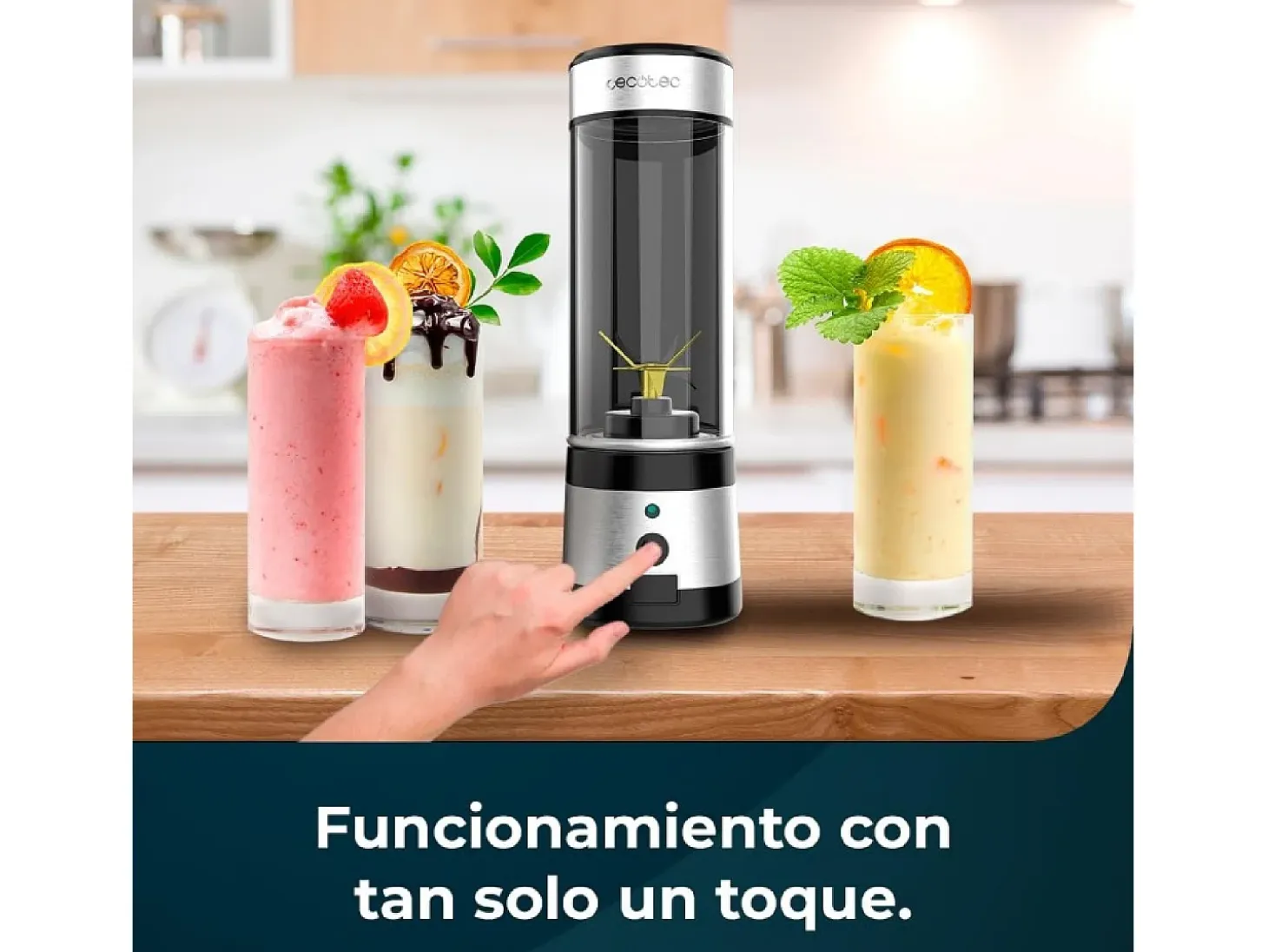 Batidora de vaso portátil Cecotec WanderlustMix USB 126W 4 cuchillas titanio negro