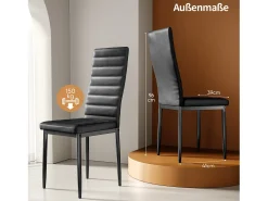 Bealife 4 Sillas de Comedor - Juego de 4 Sillas de Cocina con Asiento Acuchillado en Cuero Sintético, Patas de Metal y Topes Antideslizantes Negro