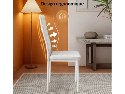 Bealife Juego de 6 Sillas de Comedor con Asiento Acolchado en Cuero Sintético PU, Patas de Metal y Pies de Goma Blanca