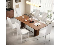 Bealife Juego de 6 Sillas de Comedor con Asiento Acolchado en Cuero Sintético PU, Patas de Metal y Pies de Goma Blanca