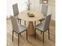 Bealife Juego de 4 Sillas de Comedor con Asiento Acolchado en Cuero Sintético, Patas de Metal y Base Antideslizante en Gris