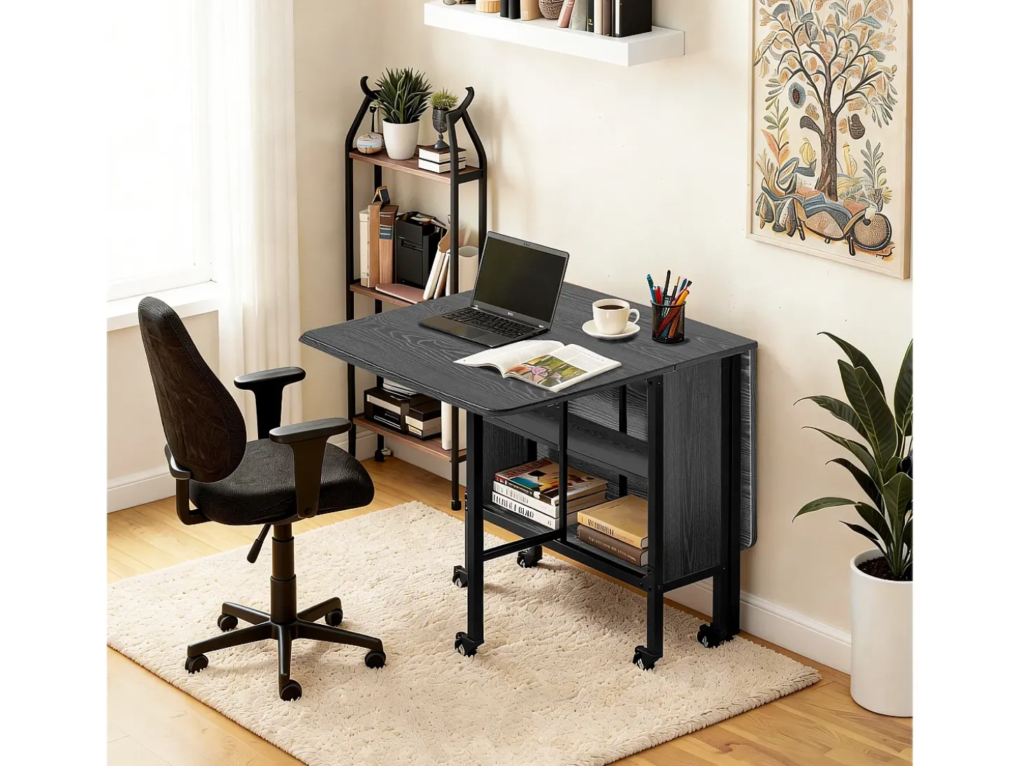 Bealife Mesa de Comedor Móvil y Plegable 3 en 1 130×80×74, Plegable por Ambos Lados, Ahorra Espacio, Multifunción