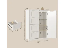 Bealife Meuble - Armario de Cocina con 4 Cajones, 1 Puerta de Armario y Estante Ajustable para Cubiertos
