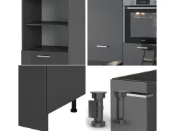 Bloque de cocina antracita brillo intenso/antracita 180x46x81.6 r-line