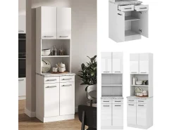 Bloque de cocina blanco alto brillo 60x60x81.6 r-line