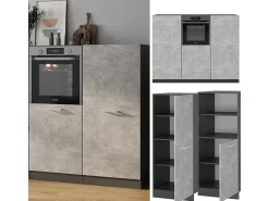 Bloque de cocina hormigón/antracita 180x46x81.6 r-line