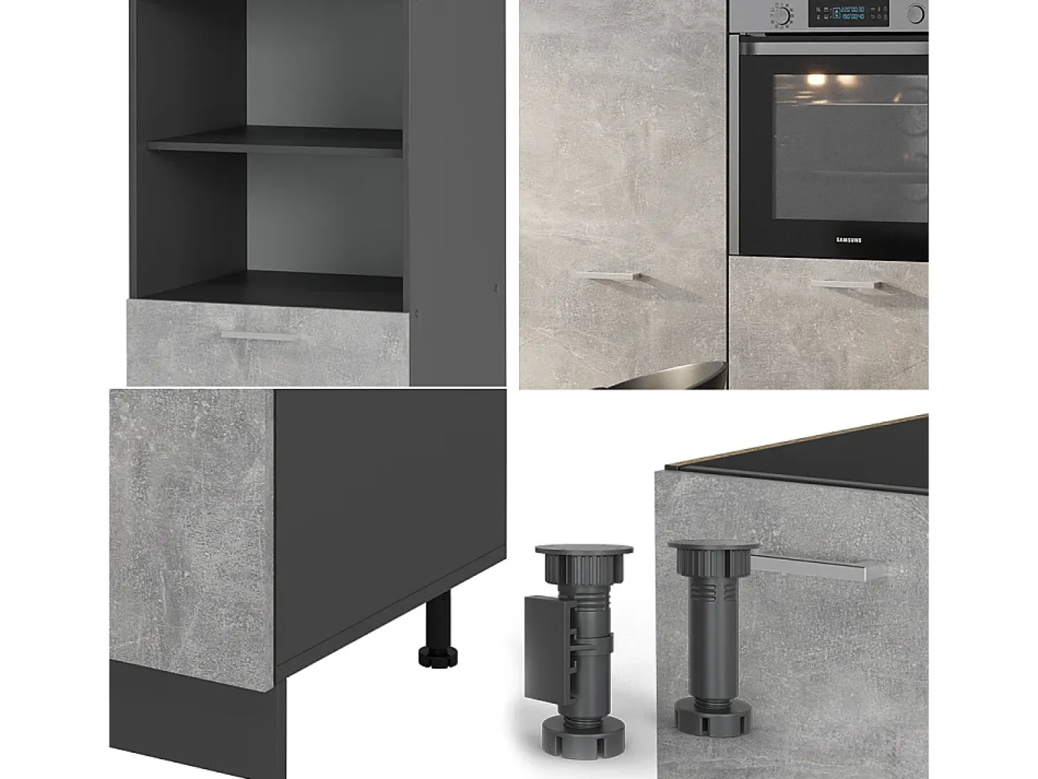Bloque de cocina hormigón/antracita 180x46x81.6 r-line