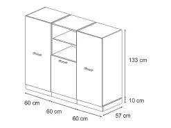 Bloque de cocina hormigón/roble dorado 180x46x81.6 r-line