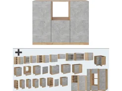 Bloque de cocina hormigón/roble dorado 180x46x81.6 r-line