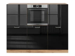 Bloque de cocina roble negro/dorado de alto brillo 180x46x81.6 r-line