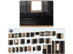 Bloque de cocina roble negro/dorado de alto brillo 180x46x81.6 r-line