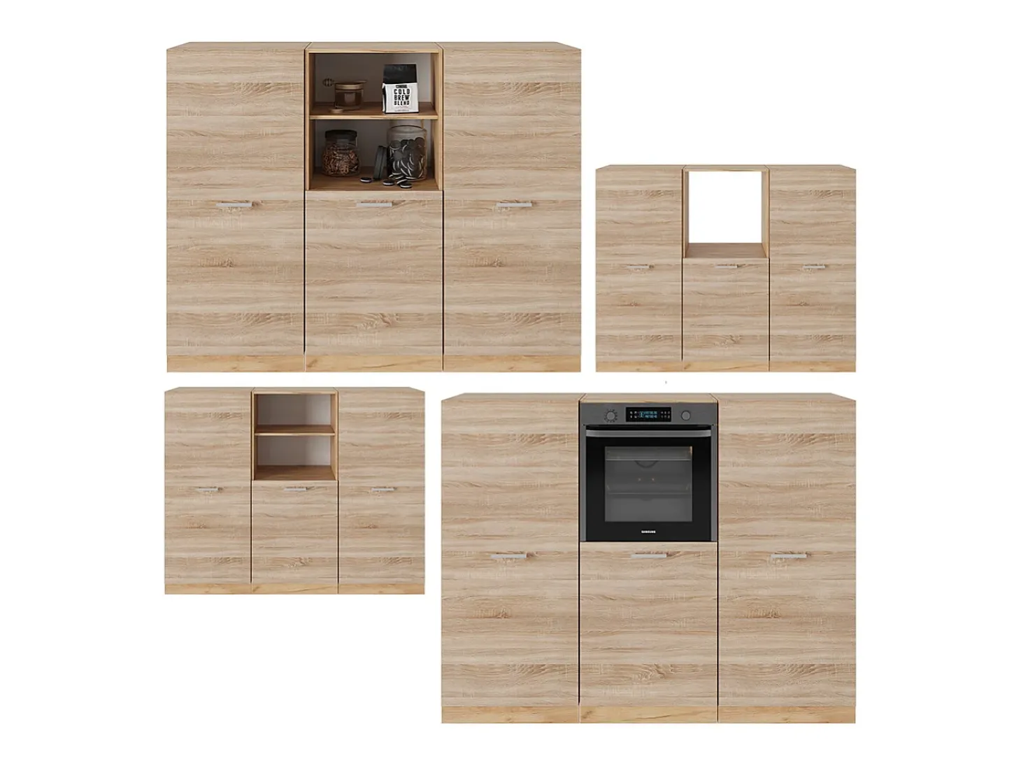 Bloque de cocina roble sonoma/goldkraft 180x46x81.6 r-line