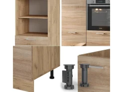 Bloque de cocina roble sonoma/goldkraft 180x46x81.6 r-line